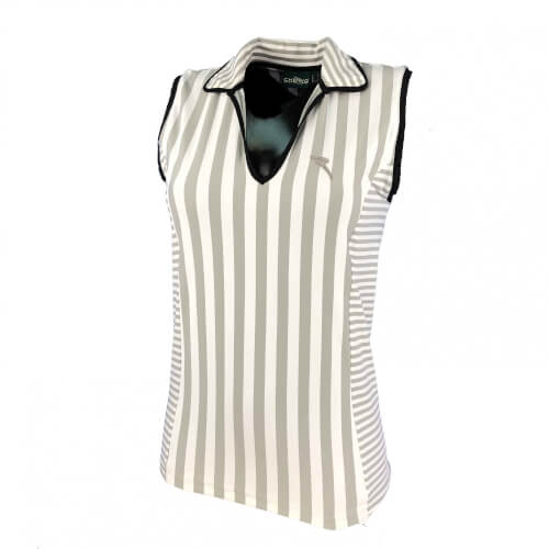 Chervo Damen Polo Top Alida DRY MATIC grau weiß 34L Chervo Damen Polo Top Alida DRY MATIC grau weiß 34L