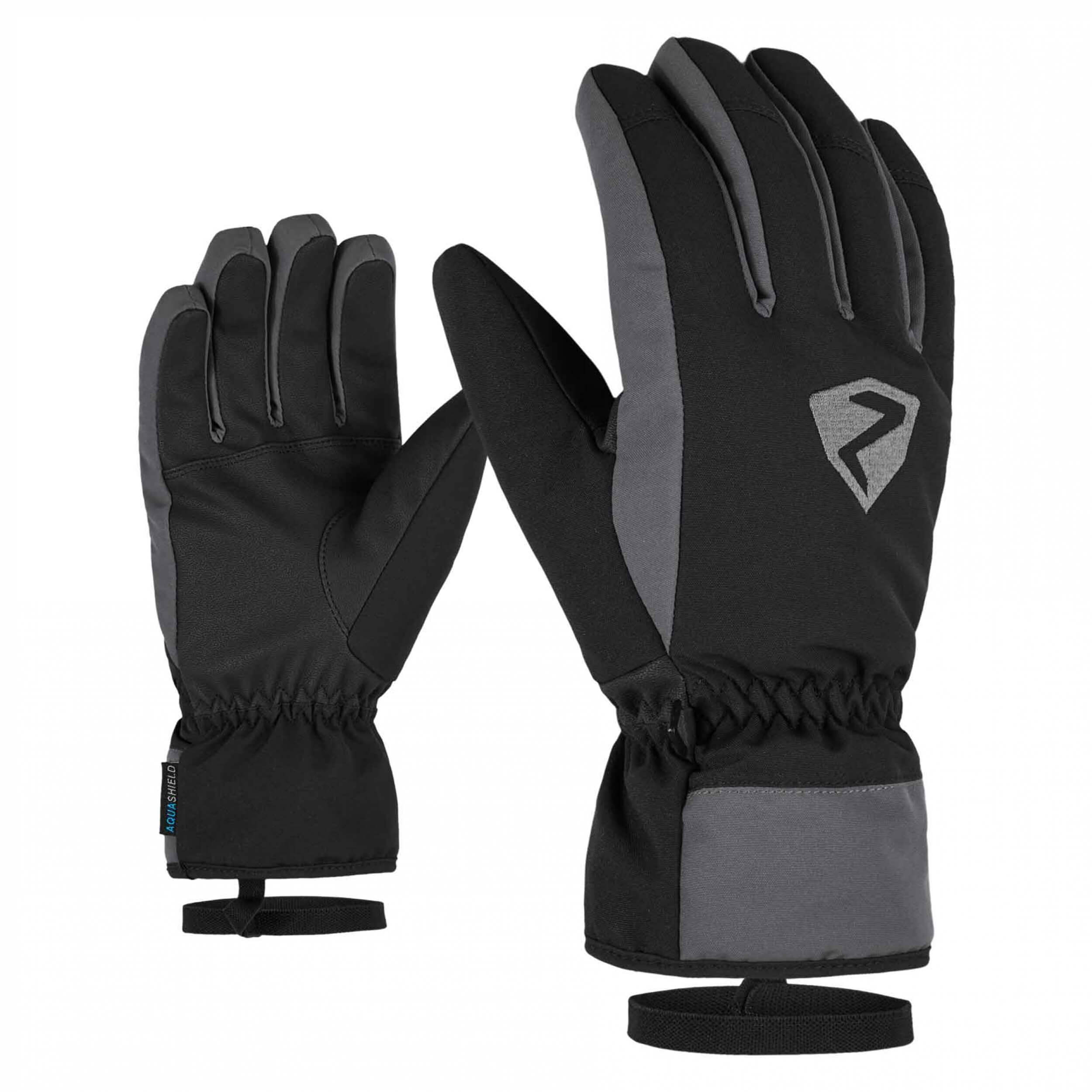 ZIENER Ski-Handschuhe Gerino AQUASHIELD schwarz grau 12757