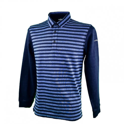 Chervo Herren Polo lang Arm Ambrato PRO THERM blau gestreift 15E Chervo Herren Polo lang Arm Ambrato PRO THERM blau gestreift 15E