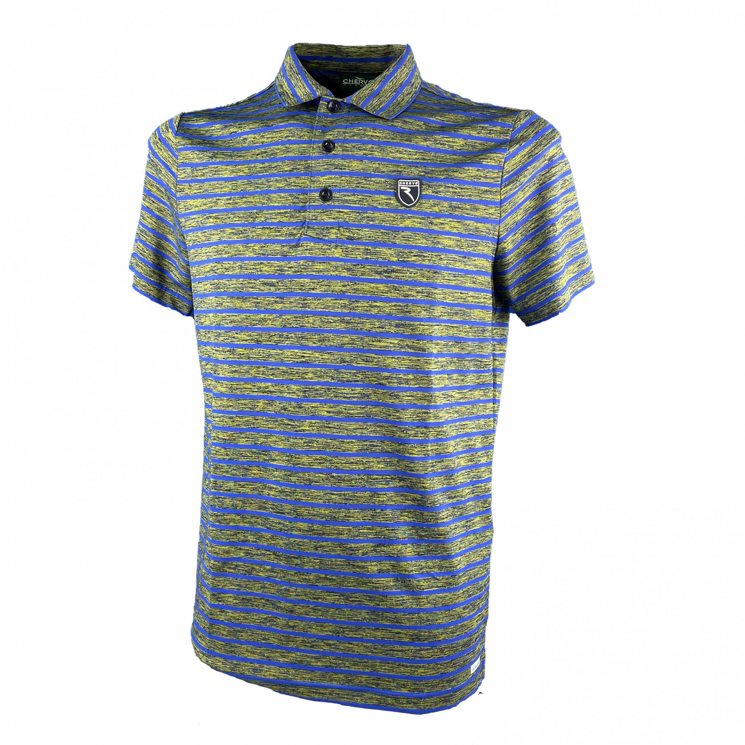 Chervo Herren Polo Amplas Sun Block grau blau gestreift 69E