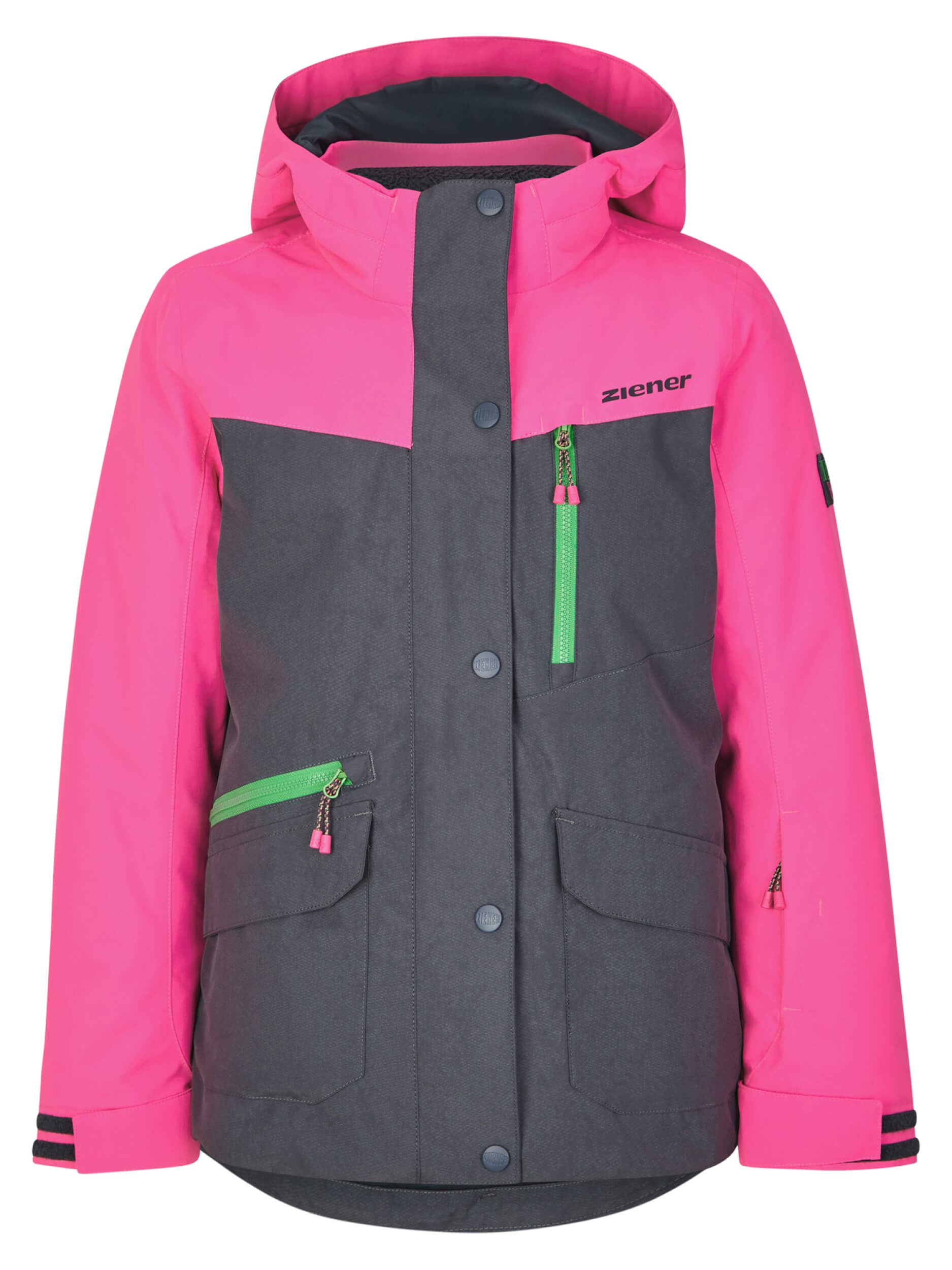ZIENER Kinder Skijacke Anoki AQUASHIELD pink grau 352