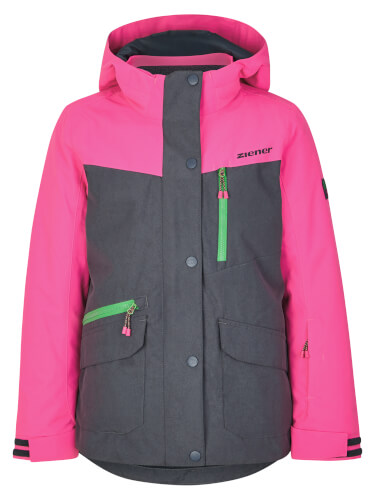 ZIENER Kinder Skijacke Anoki AQUASHIELD pink grau 352