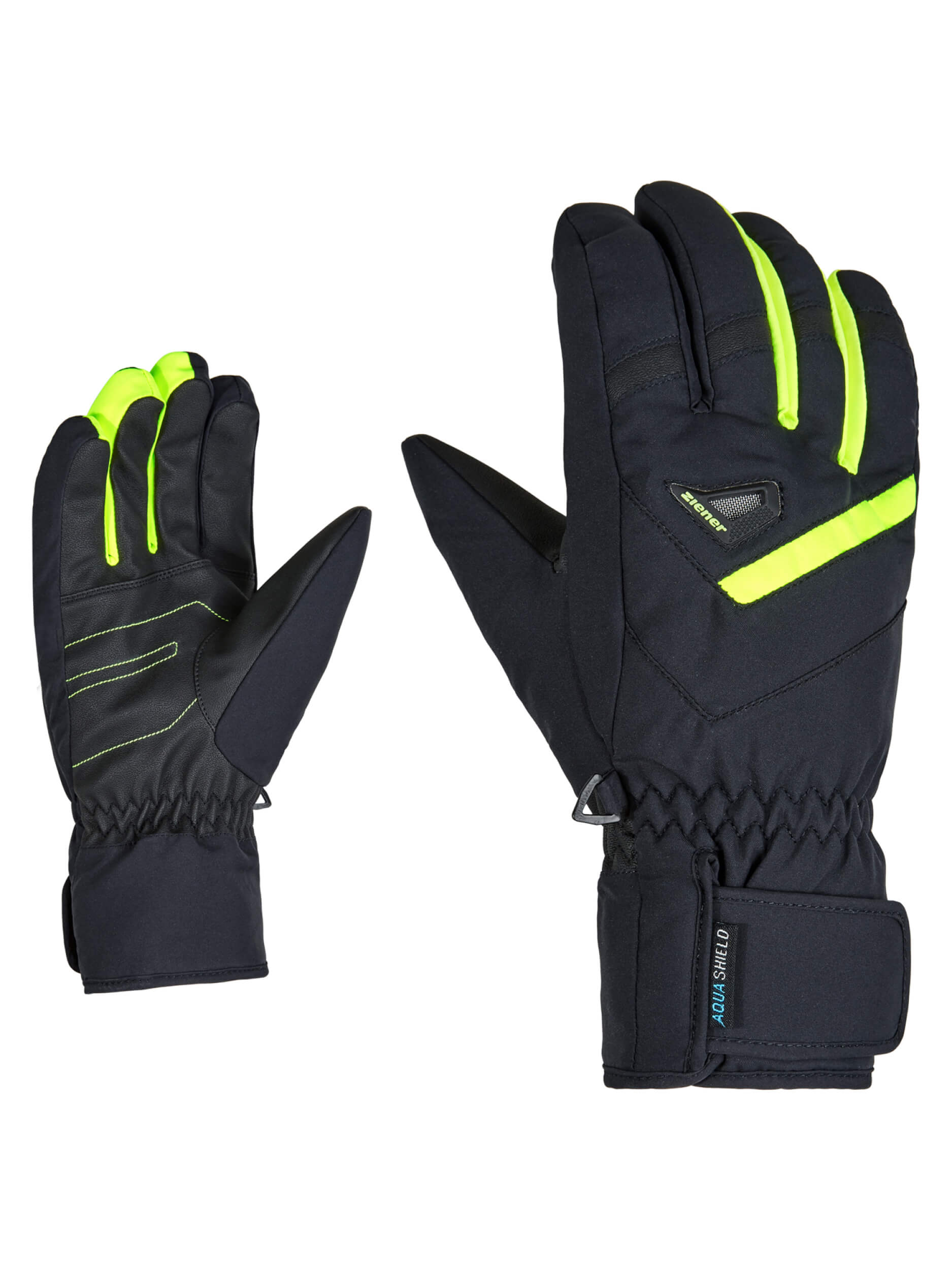 ZIENER Ski-Handschuhe Gary AQUASHIELD schwarz gelb 12737