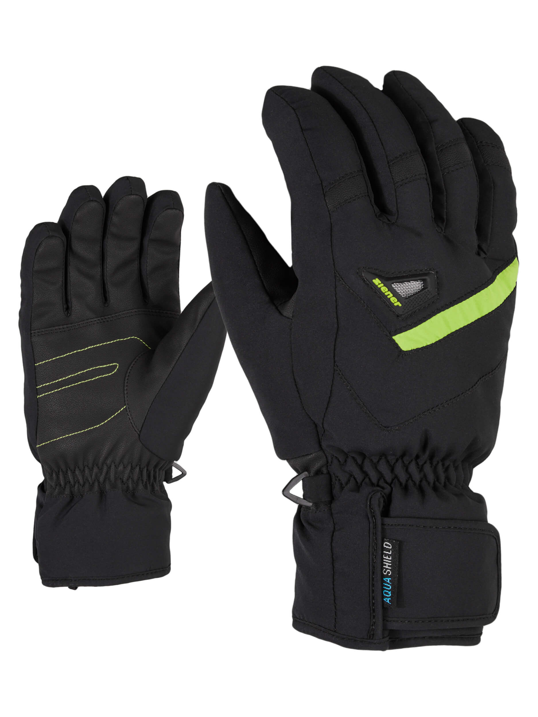 ZIENER Ski-Handschuhe Gary AQUASHIELD schwarz grün 56812