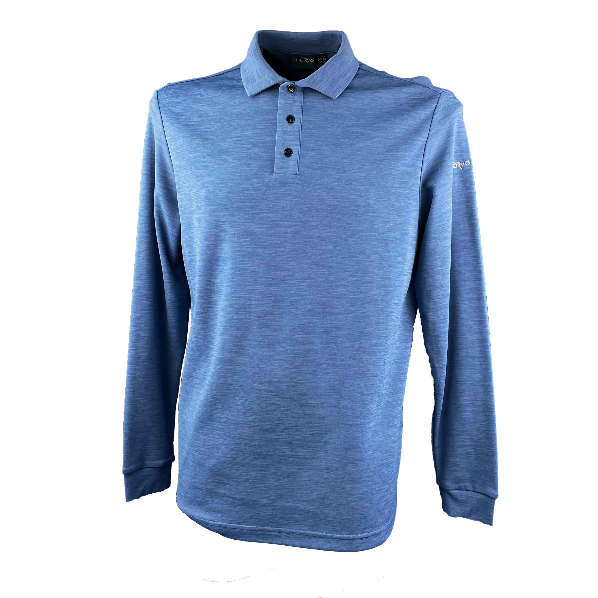 Chervo Herren Polo lang Arm Aurucon blau meliert 98E