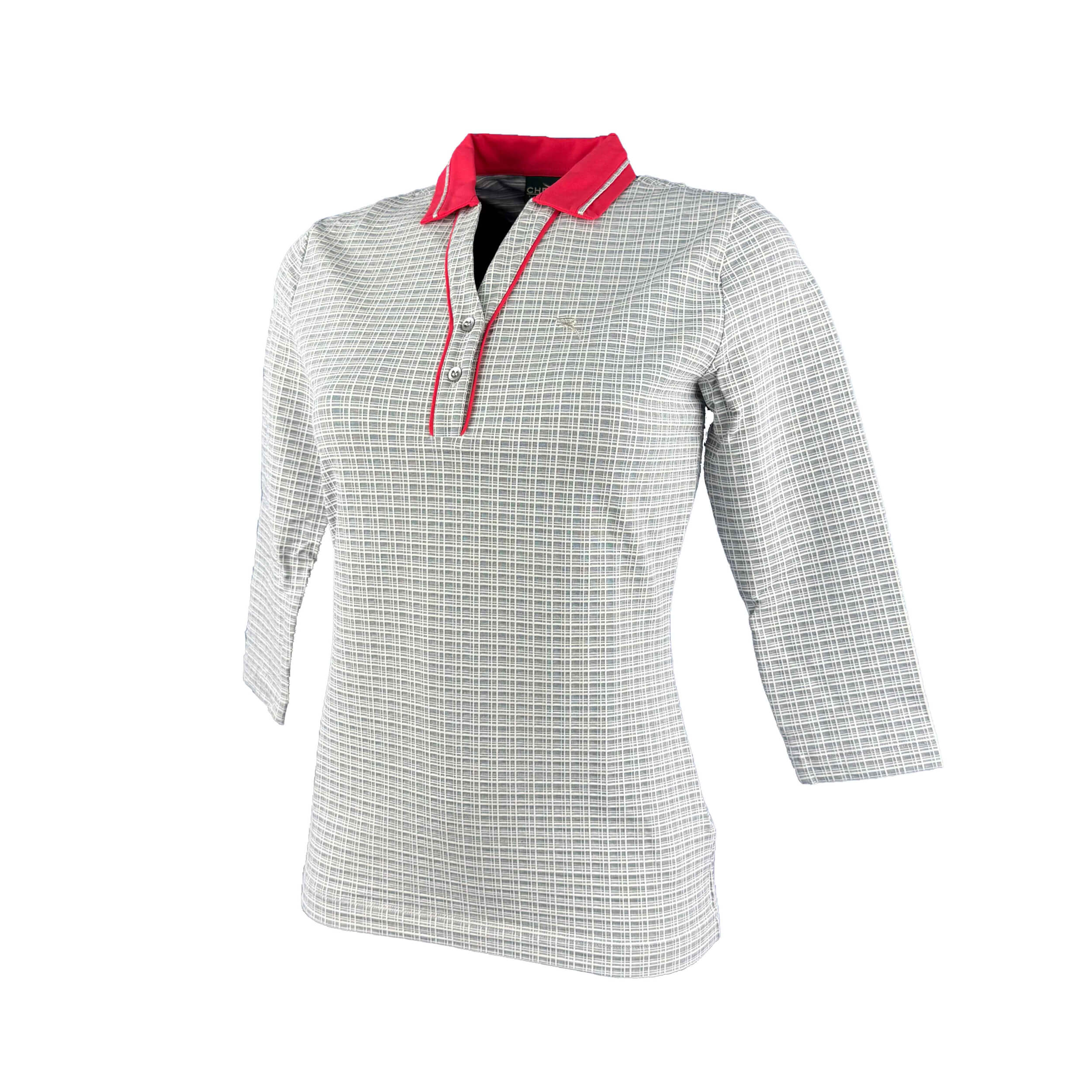 Chervo Damen Polo Arces DRY MATIC grau kariert 57A 